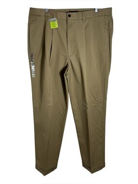 Men’s Pleated Khaki Dress Pants Cuffed Hem Office Career Trousers 40x32